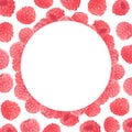 Raspberry frame watercolor illustration, summer fruit template Royalty Free Stock Photo