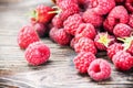 Raspberry fresh on a wooden table