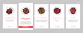 raspberry fruit berry red food onboarding icons set vector Royalty Free Stock Photo