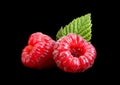 Raspberry fruit on black