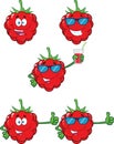 Raspberry Fruit Cartoon Mascot Character Set 1. Collection