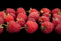 Raspberry fruit closeup on black Royalty Free Stock Photo