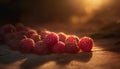 Raspberry fruit, freshness, ripe nature, healthy eating, summer organic dessert generated by AI