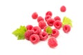 Raspberry fruit and leaf isolated on white Royalty Free Stock Photo