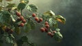 raspberry fruit plant tree background Royalty Free Stock Photo