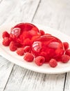 Raspberry gelatin dessert Royalty Free Stock Photo