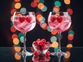 Raspberry gin and tonics with fresh raspberries Royalty Free Stock Photo