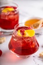 Raspberry, honey and lemon cocktail or mocktail