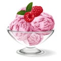 Raspberry ice cream with fresh berries Royalty Free Stock Photo