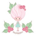 Raspberry ice cream girl character