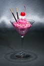 Raspberry ice cream in a Martini glass
