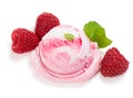 Raspberry ice cream and mint. Royalty Free Stock Photo