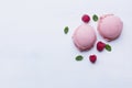 raspberry ice cream scoops with copy space. High quality beautiful photo concept Royalty Free Stock Photo