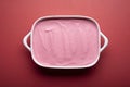 Raspberry ice cream in tray. Homemade ice cream. Berries dessert Royalty Free Stock Photo