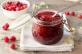 Raspberry jam in jar