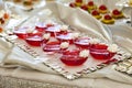 Raspberry Jelly Dessert on a Festive Table Close Up Royalty Free Stock Photo