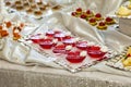 Raspberry Jelly Dessert on a festive table Royalty Free Stock Photo