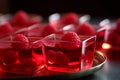 Raspberry jelly shots food sweet. Generate Ai