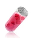 Raspberry juice in a plastic bottle Royalty Free Stock Photo