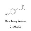 Raspberry ketone, chemical formula and skeletal structure