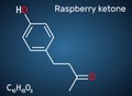 Raspberry ketone, frambinone, rheosmin , C10H12O2 molecule. It is natural phenolic compound and food additive. Structural chemical