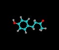 Raspberry ketone molecule isolated on black