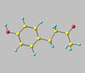 Raspberry ketone molecule isolated on grey