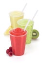 Raspberry, Kiwi, and Lemon Fruit Smoothies Royalty Free Stock Photo