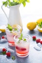 Raspberry lemon lemonade for summer days Royalty Free Stock Photo