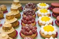 Raspberry tartlets lemons french macaroons