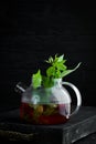 Raspberry and mint tea. Hot winter drinks. Royalty Free Stock Photo