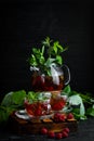 Raspberry and mint tea. Hot winter drinks. Royalty Free Stock Photo