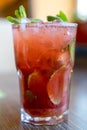 Raspberry mojito with ice and mint. Refreshing cold drink Royalty Free Stock Photo