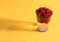 Raspberry Mojito Soda on Yellow Background Royalty Free Stock Photo