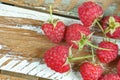 Raspberry on old vintage wooden table. Royalty Free Stock Photo