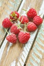 Raspberry on old vintage wooden table. Royalty Free Stock Photo