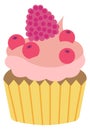 Raspberry pastry icon. Pink sweet cream muffin