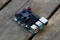 Raspberry Pi Microcomputer 4B with a black heatsink for Electrical Engineering prototyping