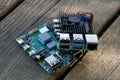 Raspberry Pi Microcomputer 4B with a black heatsink for Electrical Engineering prototyping