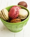 Raspberry, Pistachios and Coffee Macarons