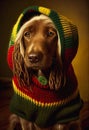 Raspberry Rasta Dog: A Fashionable and Sad Portrait with Studio-Quality Effects Royalty Free Stock Photo