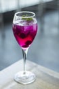Raspberry and red dragon fruit wine spritzer cocktail Royalty Free Stock Photo