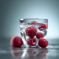Raspberry refreshing glass cup. Summer fruit and berry drink
