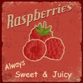 Raspberry retro poster