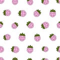 Raspberry seamless pattern. Endless background of raspberries for wrapping, textile, package, print with fresh red berries sweet