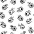 Raspberry seamless vector pattern, black and white berry isolated on white background Royalty Free Stock Photo