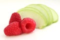 Raspberry with sliced apple Royalty Free Stock Photo