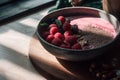 Raspberry smoothie bowl breakfast. Generate AI