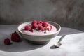 Raspberry smoothie bowl food. Generate AI