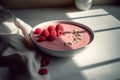Raspberry smoothie bowl. Generate AI